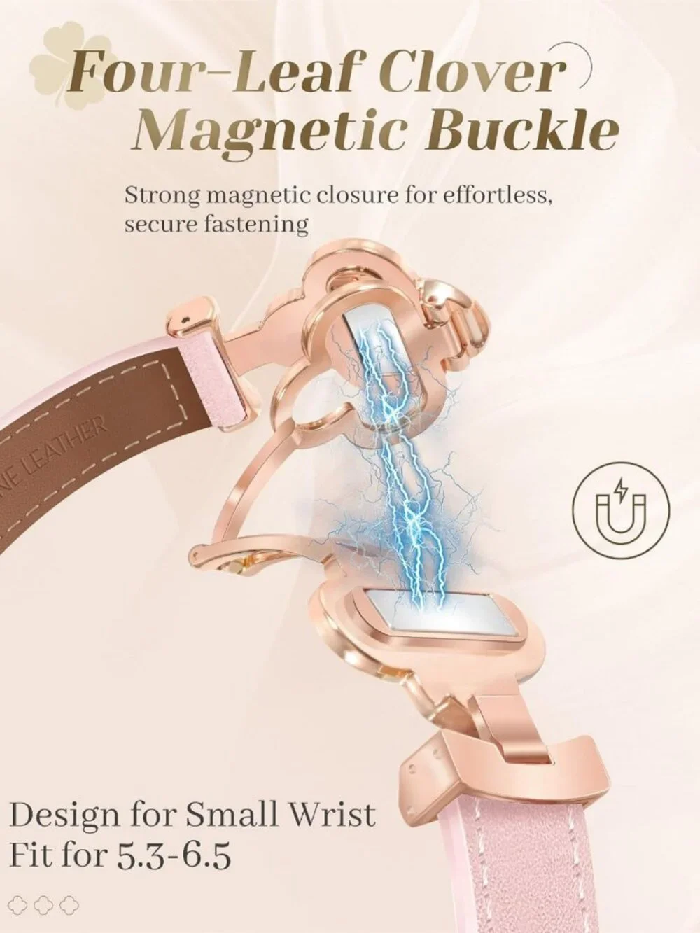 Stylish Slim Leather Watch Bands for Women - Cute Four-Leaf Clover Design
